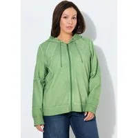 Ulla Popken Sweatjacke Sweatjacke cold dyed Kapuze Langarm