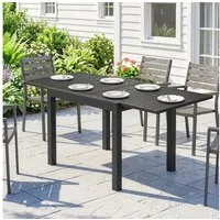 Outsunny Gartentisch mit Lamellenplatte (Balkontisch, 1-St., Aluminium Esstisch), für Garten, Balkon Terrasse Schwarz