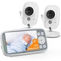 Boifun Video-Babyphone Babyphone mit 2 Kameras und Audio 30-Stunden-Akku, 4 Zoll Digital IPS Bildschirm Wireless Video-Baby-Monitor mit 2 Kameras, 1-tlg., Zwei-Wege-Gespräch Wiegenlieder VOX Nachtsicht Babyfon, 2024 Verbessert Babyphone ideal für Elt