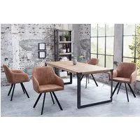 riess-ambiente Polsterstuhl LUCCA vintage braun/schwarz – Microfaser, mit Armlehne, Metall-Beine (Einzelartikel, 1 St), bequeme Polsterung im Retrolook – ideal für Esszimmer oder Küche