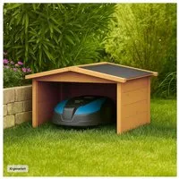 HTI-Living Mähroboter-Garage Garage für Mähroboter Robustes Holzhaus mit Wetterschutz Natur, BxTxH: 87x80x50 cm, für Mähroboter, (Stück, 1-St., 1 Rasenmähergarage)
