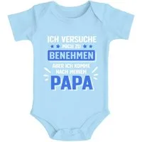 MoonWorks Body Baby Body bedruckt mit Spruch Ich versuche mich zu benehmen witzige
