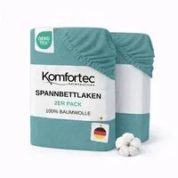 Komfortec Spannbettlaken Jersey Spannbettuch, 90x200, 140x200, 160x200, 180x200 oder 200x200 cm, 100% Baumwolle (135 g/m), Gummizug: Rundum, (2 Stück), OEKO-TEX® Standard 100 Zertifisiert, für Matratzen bis 25 cm Höhe