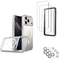 Futurea Smartphone-Hülle iPhone 17 Hülle Transparent MagSafe Case Silkonhülle mit Schutzfolie, Panzerglas und Kameraschutzglas für iPhone 17 Air Pro Max