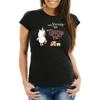 MoonWorks Print-Shirt Damen T-Shirt Nur Verrückte hier komm Einhorn wir gehen Unicorn mit Print
