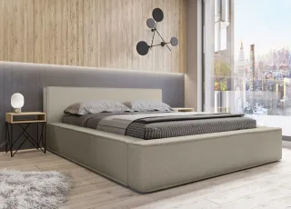 Polsterbett Doppelbett OMAHA 140x200cm in Stoff Now or Never Beige