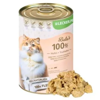 Lyra Pet Lecker.Pet Balu's 100 % Huhn und Truthahn Katzenfutter Nassfutter 7,2 kg