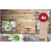 matches21 HOME & HOBBY Platzset Tischset Margeriten Blumen 4er Tischunterlage Tischdeko, (4-St), modernes Esstisch Platzdeckchen als abwaschbarer Tischuntersetzer