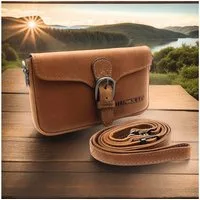 Hill Burry Gürteltasche echt Leder Hüfttasche, Umhängetasche, flach gearbeitet, gut für Smartphones geeignet