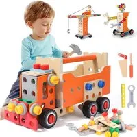 CLTYQ Spielwerkzeugkoffer Holz-Werkzeugset für Kinder – Montessori Holzspielzeug für Kinder, (124-tlg), Werkzeug Lernspiele 3 4 5 Jahre,pädagogisches Vorschulspielzeug