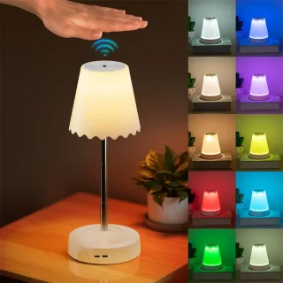 Elfeland Gesture Control USB Rechargeable LED Table Light with RGB Color Changing 3 Color Temperatures & Adjustable Heig