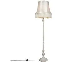 Qazqa Stehlampe Classico, ohne Leuchtmittel, Warmweiß, QAZQA Stehlampe, e27, Crème, Holz, Retro