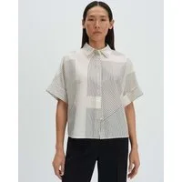 someday Kurzarmbluse Zulin aus Satin mit Print Verdeckte Leiste, Passe im Rücken für cleanen Fall