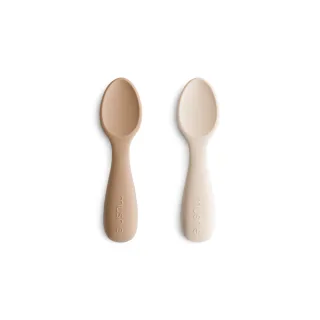 Mushie Toddler Starter Silikonlöffel 2er Pack Natural/Shifting Sand