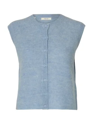 selected women - SLWLULU SL BUTTON O-NECK VEST NOOS Cashmere Blue - Gr. - XL
