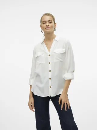 VERO MODA - VMBUMPY L/S SHIRT NEW WVN NOOS Snow White - Gr. - XL