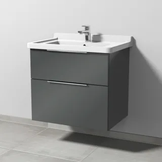 Sanipa 3way Waschtischunterbau zu Duravit Starck 3 Waschtisch mit 2 Auszügen, Anthrazit-Glanz UF71079