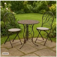 HTI-Living Balkonset Tischgruppe Lani Antik, (Set, 3-tlg., 1x Tisch, 2x Stühle), Sitzgruppe Metall Garten nostalgisch
