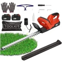 AKKEE Akku-Heckenschere 24V Elektro-Heckenschere mit 2x Akku und Ladegerät, 52cm, kabellose Gartenschere für Hecken & Büsche