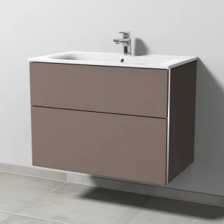 Sanipa 3way Waschtischunterbau zu Geberit Renova Plan Slim Waschtisch mit 2 Auszügen, Taupe-Matt BP6871T
