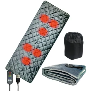 6 Zone USB-Powered Electric Heating Bed Pad & Sleeping Bag Warmer Overheat Protection, 2H/4H/6H/8H/10H Timer, Portable w