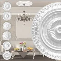 marbet design Wanddekoobjekt R-09 (Stuckrosette aus EPS Styropor, weiß, Zierelement, Stuck, Dekorbau Wand Deckenstuck Wandstuck rund)
