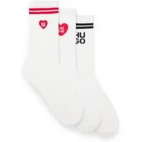 HUGO Socken (Packung, 3-Paar) verstärkte Fersen- und Zehenpartie, gerippte Details