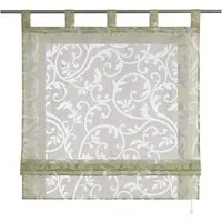 Delien Raffrollo Jessica, mit Schlaufen, Voile Uni mit Floral Ausbrenner