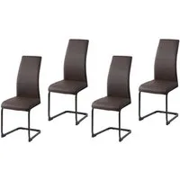 HTI-Living Freischwinger Schwingstuhl SallyP PU Braun (Set, 4 St), Freischwinger Esszimmerstuhl Kunstleder