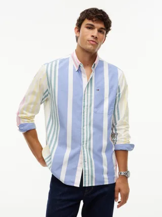 Tommy Jeans (PVH Group) - TJM OXFORD FUN STRIPE SHIRT EXT Ecru Stripe - Gr. - L