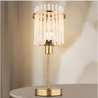 GLOBO LIGHTING Tischleuchte, Leuchtmittel inklusive, Warmweiß, Tischleuchte Nachttischlampe Metall Gold Glasstäbe Retro LED H 37,5 cm