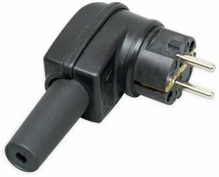 KOPP Gummi-Schutzkontaktstecker schwarz, IP44, bruchfest, gewinkelt