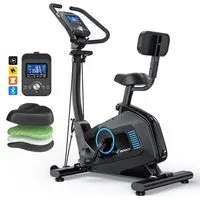 MERACH Heimtrainer mit App-Auto-Widerstand, 16 Stufen & Zugbändern (1-tlg., Sportgeräte, Indoor Bike, Fitnessbikes, Mini Bike), Relax Sattel mit Rückenlehne, tiefer Einstieg, bis 136kg