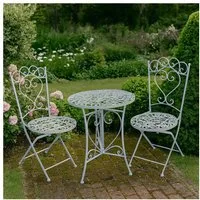 HTI-Line Balkonset Tischgruppe Curly, (Set, 3-tlg., 1x Tisch und 2x Stühle), Sitzgruppe Metall Garten Nostalgisch