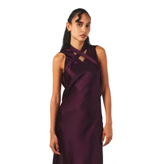 Off White - Maxikleid für Damen, Satin, Ärmellos (Burgunderrot)