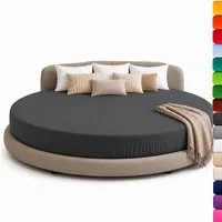Strauss Home Spannbettlaken Premium RUND 220x220 bis 25cm 100% Baumwolle 160GSM Jersey, Gummizug: Rundumgummizug, 150GSM