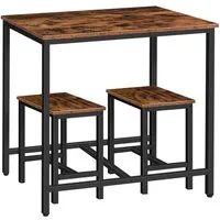 LuxusKollektion Bartisch Bartisch-Set mit 2 Hockern vintagebraun schwarz platzsparend