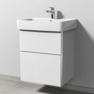 Sanipa 3way Waschtischunterbau zu Geberit Renova Plan Waschtisch mit 1 Tür, Weiß-Soft BR87443