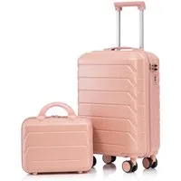Rolipo Trolleyset ABS Hartschale Kofferset & Zahlenschloss, Kosmetiktasche, 360°Rollen, 4 Rollen, (Set, 2 tlg), 19"Spinner Handgepäck & 14"Kosmetiktasche, für Business & Reise