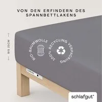 Schlafgut Spannbettlaken CASUAL Bettlaken 100% gekämmte Bio-Baumwolle, 150 g/m², Spannbetttuch, Jersey, Gummizug: rundum, (1 Stück), Bettlaken bis 25 cm Höhe, langlebig, weich, Antipilling-Ausrüstung