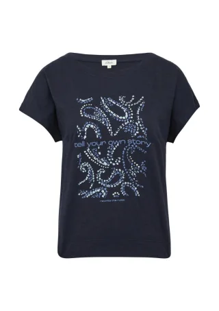 s.Oliver Red Label - T-Shirt im Relaxed Fit mit Artwork blau - Gr. - 36