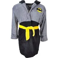 Batman Kinderbademantel mit Batman Logo & 3D Ohren, Fleece, mit Kapuze, Bindegürtel, für Kinder Gr. 98-128 cm