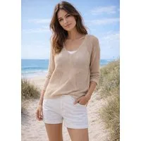Laura Scott Strickpullover aus sommerlich leichtem Material aus modernem Lochstrick mit Sternmuster
