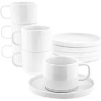 Almina Kaffeeservice Mokkatassen 100 ml - 12-teiliges Set in Weiß (12-tlg), 6 Personen, Porzellan, 12 Teile, für 6 Personen