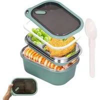 Diwzbyn Lunchbox Lunchbox 1200 ml – 2-lagiger Behälter für warme Speisen inkl. Löffel, Mittagessenbox für Erwachsene, Brotdose für Kinder mit Fächern