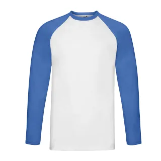 Fruit of the Loom - T-Shirt für Herren/Damen Unisex - Baseball Langärmlig (Weiß/Königsblau)