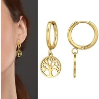 Order & Smile Schmuck Paar Ohrhänger Ohrringe Baum des Lebens: Goldene Creolen Ohrhänger