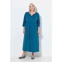 Ulla Popken Maxikleid Jerseykleid A-Linie Tunika-Ausschnitt 3/4-Arm