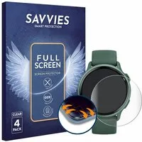 Savvies Displayschutzfolie Fullscreen Schutzfolie für Garmin vivoactive 6, 4 Stück, Displayschutz Folie Fullcover Klar Transparent
