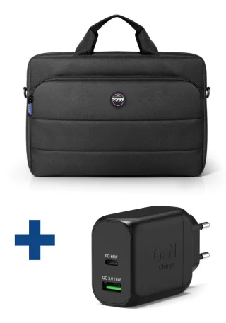 PORT Designs Premium Set Laptoptasche+ Ladegerät 65W GaN ECO 16" | 501877 | Tasche